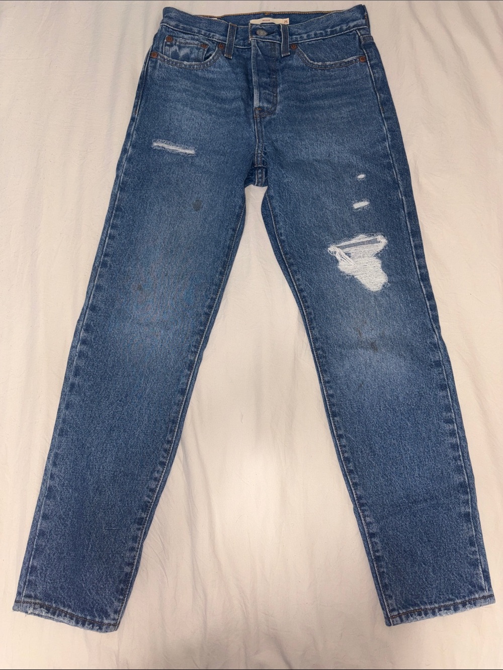 Levi's Women's Straight Leg Ripped Blue Jeans